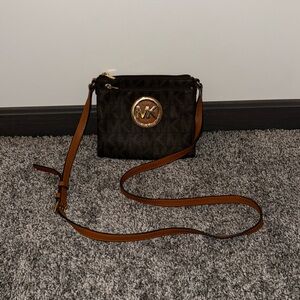 Brown and beige Michael Kors Crossbody